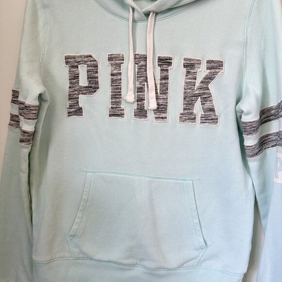 Victoria's Secret PINK Mint Blue Pullover Hoodie - Size Medium - Picture 6 of 7